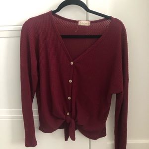 Burgundy button long sleeve